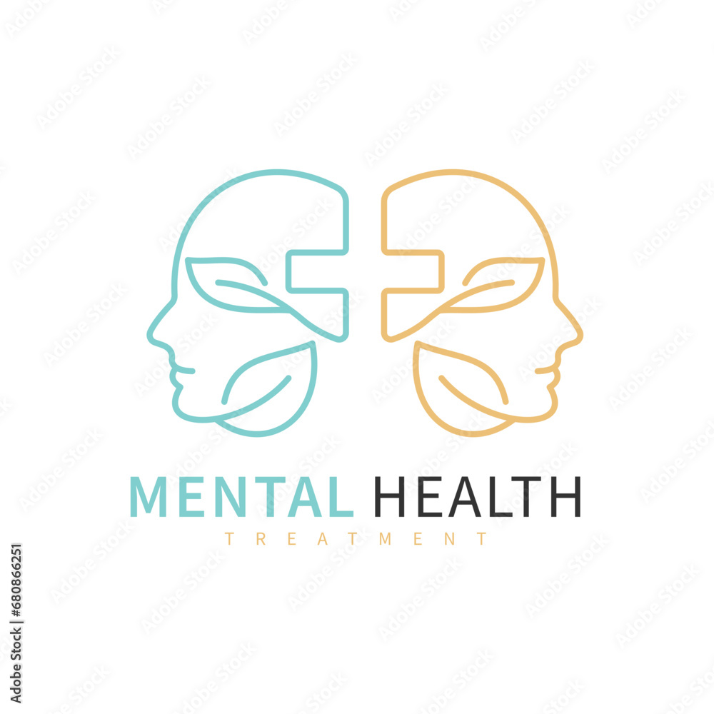 Mental health. Mind therapy psychology logo design