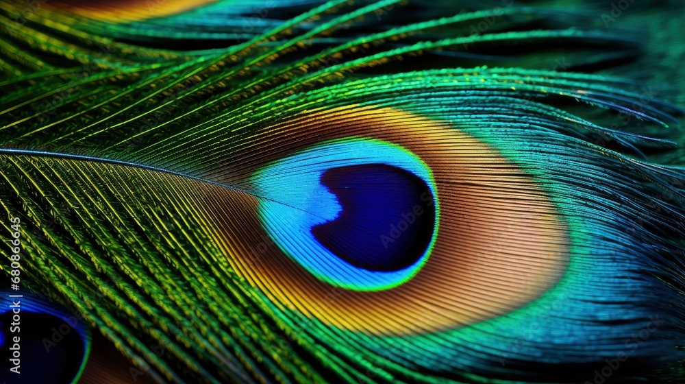Obraz premium Peacock Feather Close-Up. Exquisite Eye Pattern Detailing.