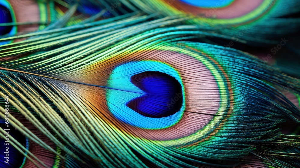 Obraz premium Peacock Feather Close-Up. Exquisite Eye Pattern Detailing.