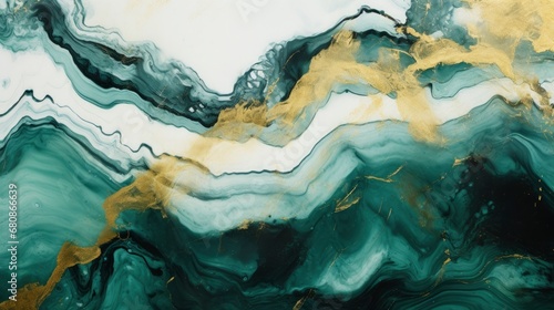 Abstract Fusion of Gold, White, and Green Marble Backgrounds.