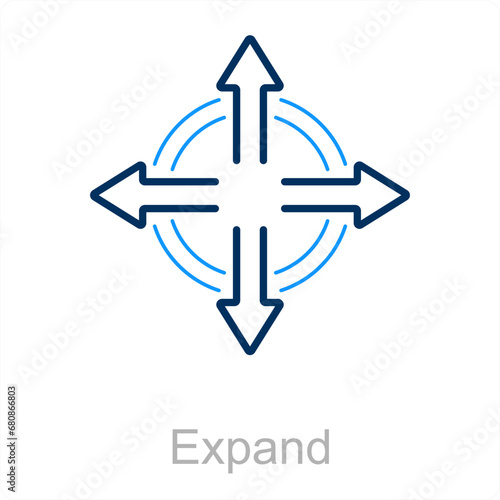Expand and arrow icon concept 