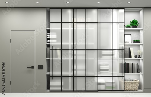 Modern loft metal sliding wardrobe doors photo