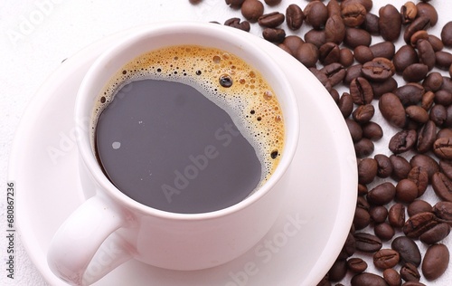 black coffee on a white background