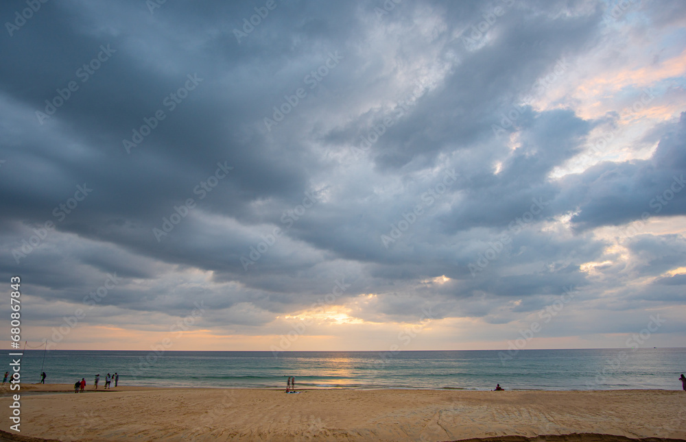 stunning clouds float above the sea as the sun sets..scenery The beauty of the sky was mesmerizing in stunning sunset.Gradient color..Sky texture, abstract nature background.