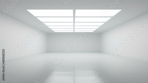 Blanker Raum: Weiße Showroom-Fläche als 3D-Platzhalter photo