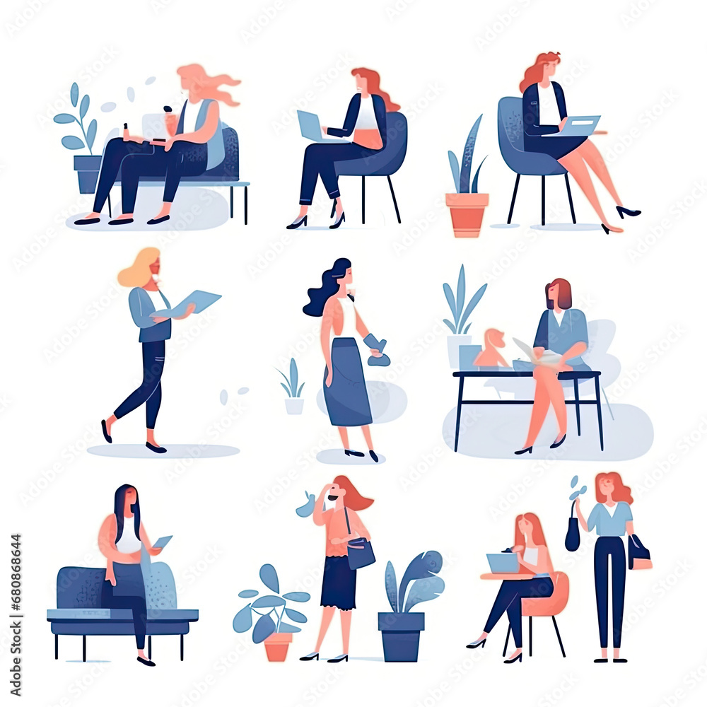 Confident people concept Flat vector illustration daily activities working  AI Generated