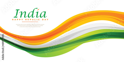 Happy republic day banner design with tricolor flag Indian national design vector file photo