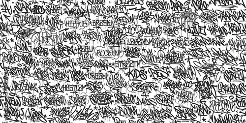 Seamless Abstract Hip Hop Street Art Graffiti Style Urban Calligraphy Vector Illustration Background