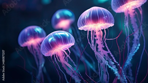 Bioluminescent Jellyfish Embodying a Rave Vibe with Bokeh Effect. © Anamul Hasan