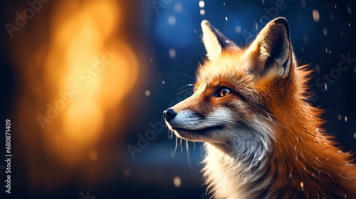 Fox Illuminated in Dark Blue and Light Amber Shades. © Anamul Hasan