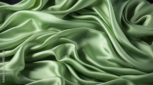 Green silk fabric texture with a sleek and contemporary design style. AI generate
