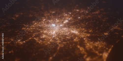 Photography Street lights map of Rome (Italy) with tilt-shift effect, view from west