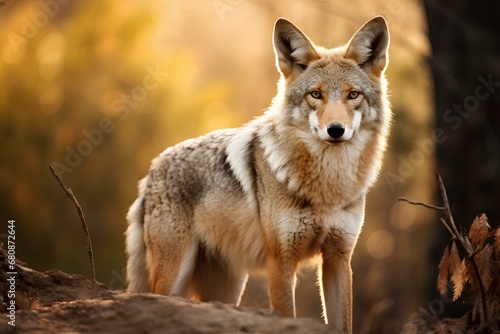 coyote in natural forest environment. Wildlife photography
