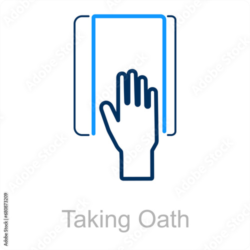Taking Oath and hand icon concept
