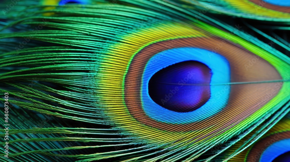 Obraz premium Peacock Feather Close-Up. Exquisite Eye Pattern Detailing.