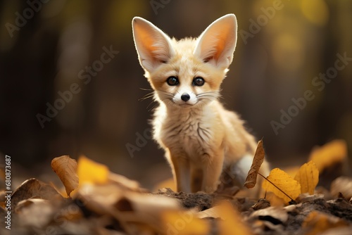 fennec fox in natural desert environment. Wildlife photography