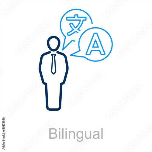 Bilingual and language icon concept
