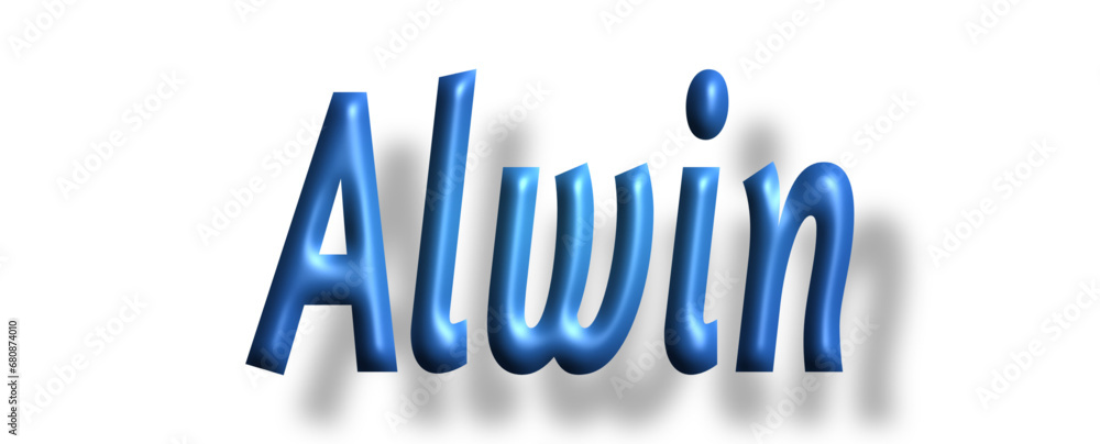 Alwin - lettering - light blue color, embossed tubular font ...
