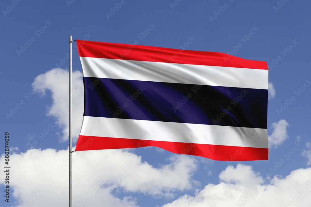 Thailand flag fluttering in the wind on sky. Thailand flag fluttering in the wind on sky.