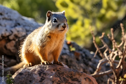 rock squirrel in natural desert environment. Wildlife photography © Muhammad