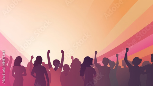 International women's rights day background illustration with copy space , March 8 celebration backdrop