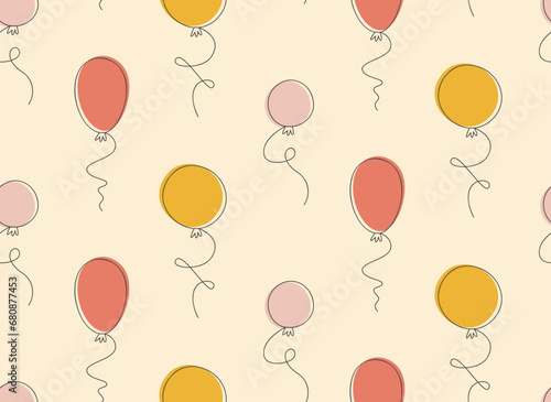 Seamless pattern with different balloons. Beautiful texture in flat style.