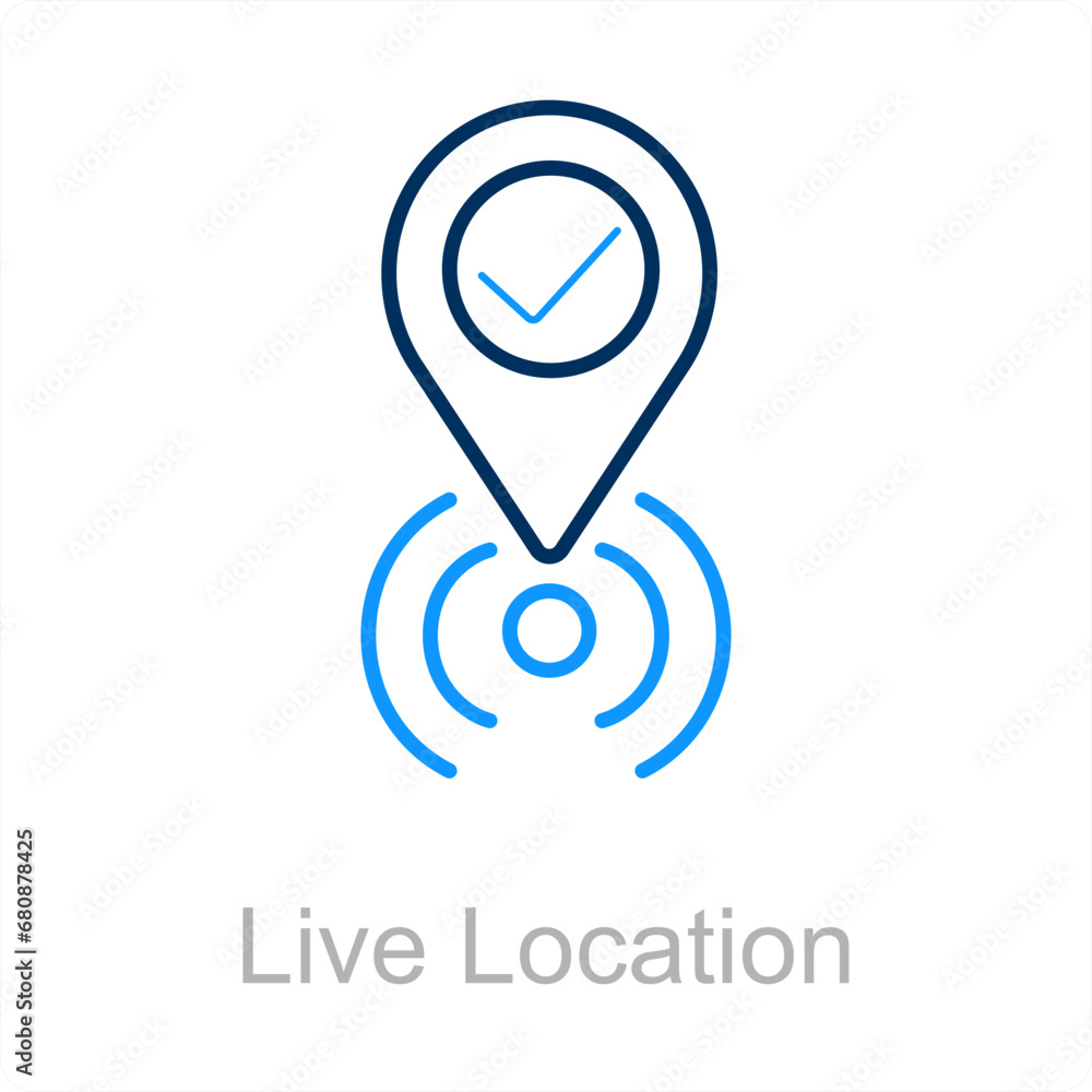 Live Location and map icon concept Live Location and map icon concept