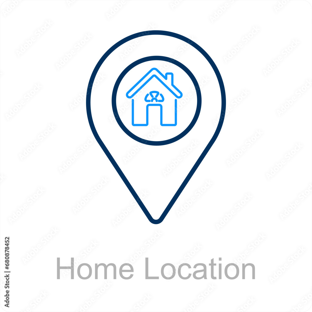 Home Location and map icon concept Home Location and map icon concept