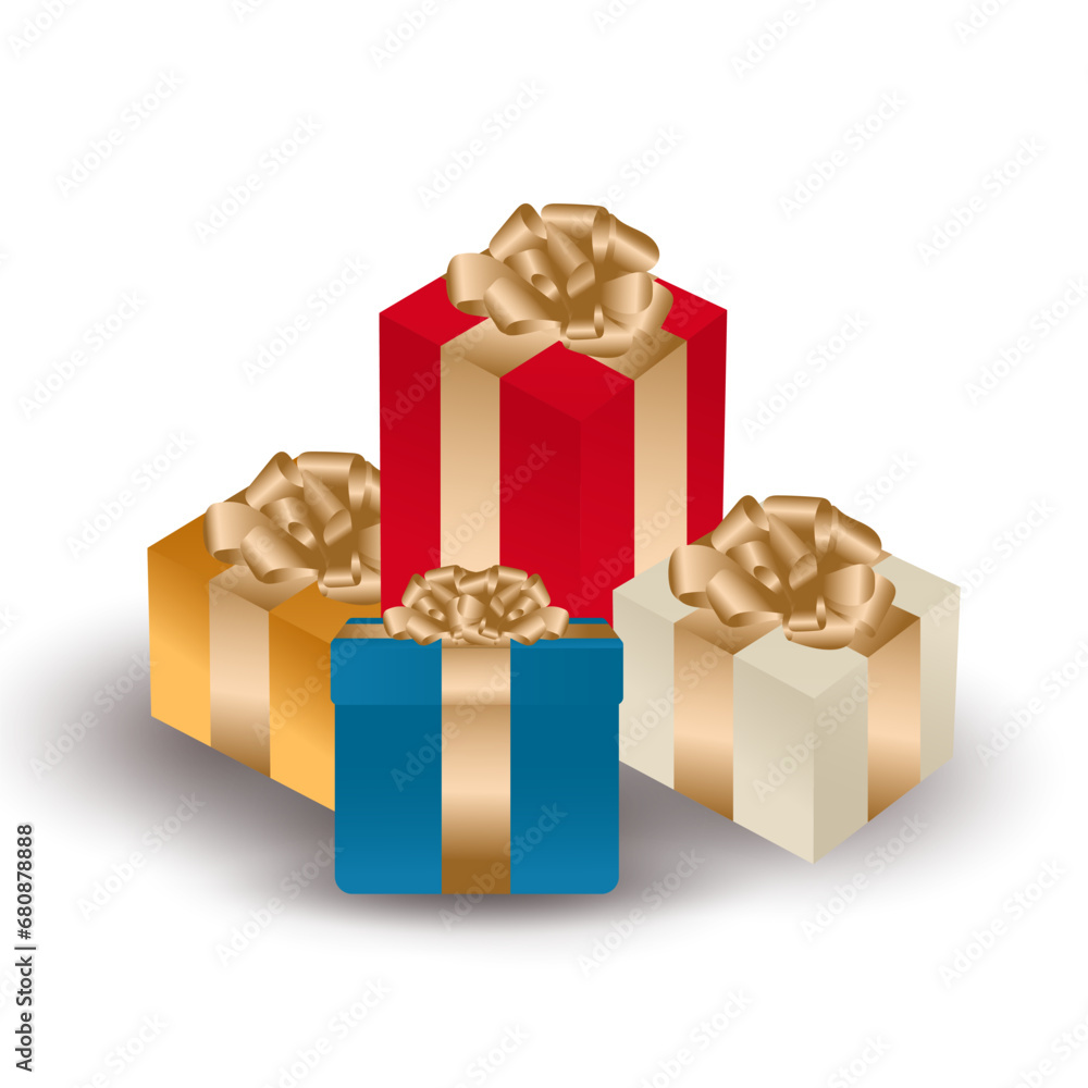 Obraz premium set of several day celebration gift boxes