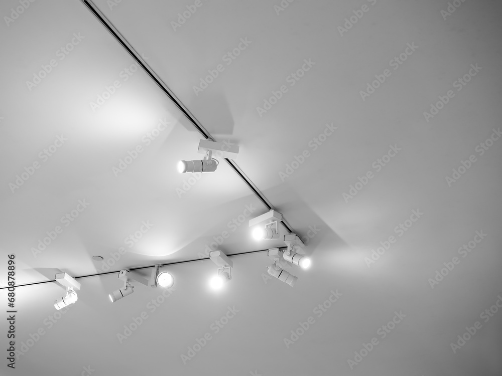 Gallery lighting, white LED picture light fixtures for art paintings or photography. Modern