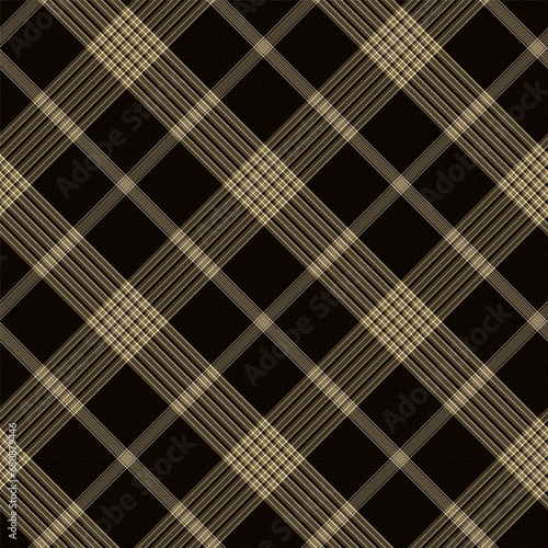 Check Plaid Seamless Pattern, Diagonal Gingham Lumberjack Vector Pixel in Black, and Camel Stripe, Simple Tartan Background Graphic with Herringbone Line Grid