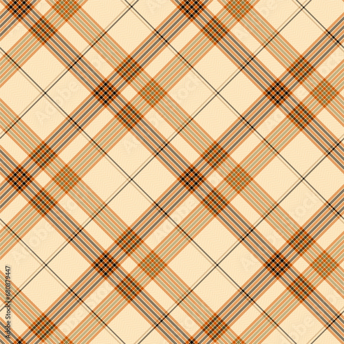 Check Plaid Seamless Pattern, Diagonal Gingham Lumberjack Vector Pixel in Black, Orange and Camel, Simple Tartan Background Graphic with Herringbone