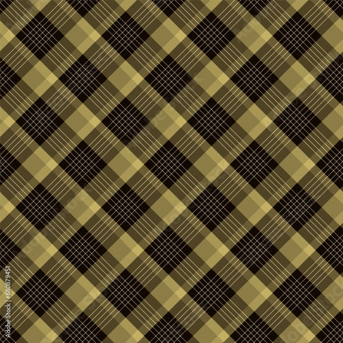 Check Plaid Seamless Pattern, Diagonal Gingham Lumberjack Vector Pixel in Black, and Camel Stripe, Tartan Background Graphic with Herringbone