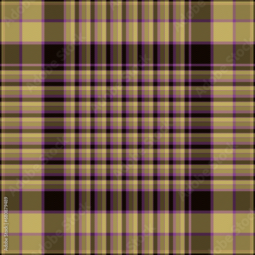 Check Plaid Seamless Pattern, Lumberjack Vector Pixel in Black, Camel and Purple, Simple Tartan Background Graphic with Herringbone Line Grid