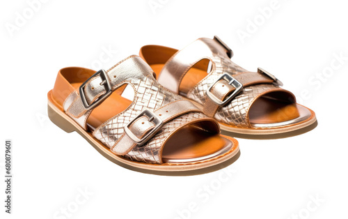 MetalCraft ChicStride Buckle Accent Sandals Isolated on a Transparent Background PNG