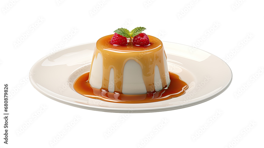 Pudding on white isolated on clear png background and transparent background. Bakery and pastry concept for cafe and restaurent, AI generative. Pudding on white isolated on clear png background and transparent background. Bakery and pastry concept for cafe and restaurent, AI generative.