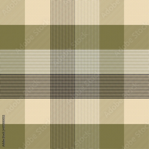 Check Plaid Seamless Pattern, Buffalo Vector Pixel in Black, and Green Camel Stripe, Simple Tartan Background Graphic Line Grid