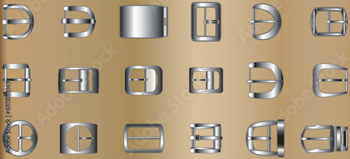 METAL BUCKLES FOR BELTS GARMENTS AND ACCESSORIES VECTOR ILLUSTRATION