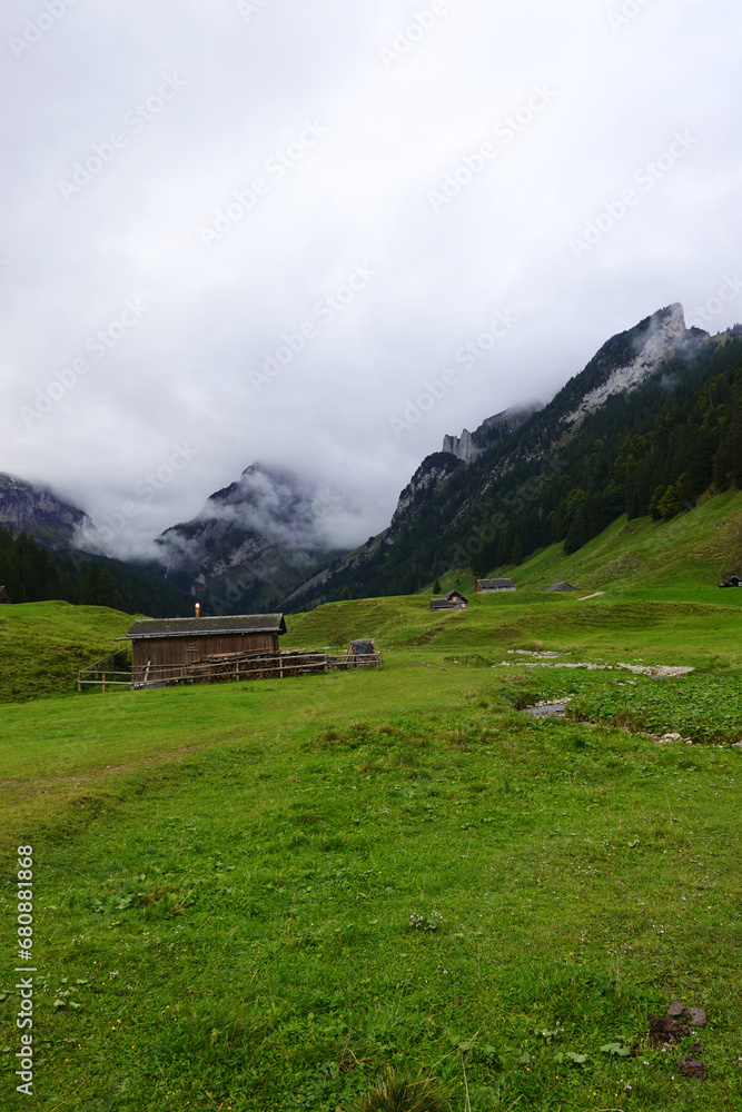 The panorama of the Appenzell Alps, Switzerland