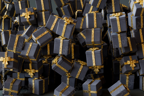 3D render of heap of gray colored Christmas presents