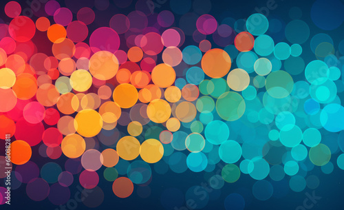 A luminous abstract background with colourful circles and a bokeh effect. Horizontal wide wallpaper background photo