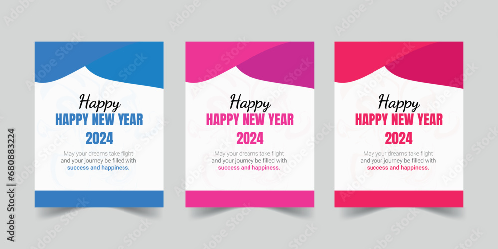 Eps Happy New Year 2024 Wishing Card Design
