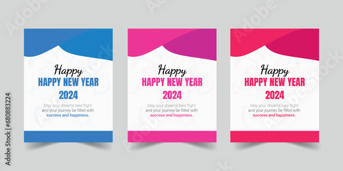 Eps Happy New Year 2024 Wishing Card Design © piximstock1
