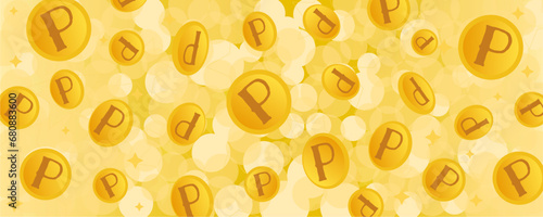 キラキラした金色のコインが飛んでいるベクター背景画像