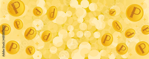 キラキラした金色のポイントコインが飛んでいるベクター背景画像