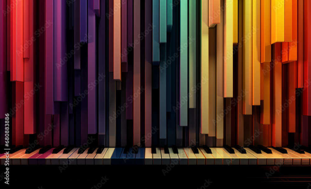 Fototapeta premium Colourful gradient piano keys in an abstract and harmonious design.
