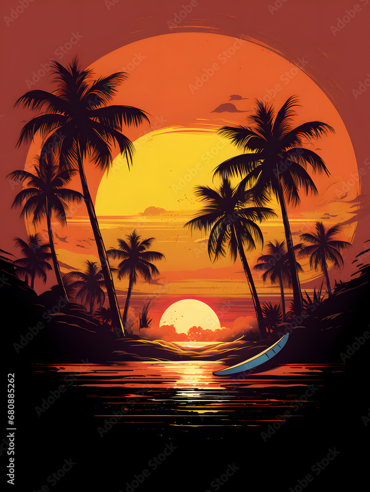 Summer sunset on island beach