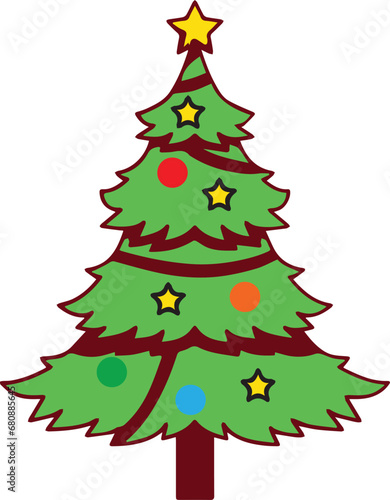 green christmas tree,tree, christmas, holiday, fir, christmas tree, decoration, winter, star, xmas, pine, green, celebration, evergreen, season, isolated, snow, illustration, merry, new, year, vector,