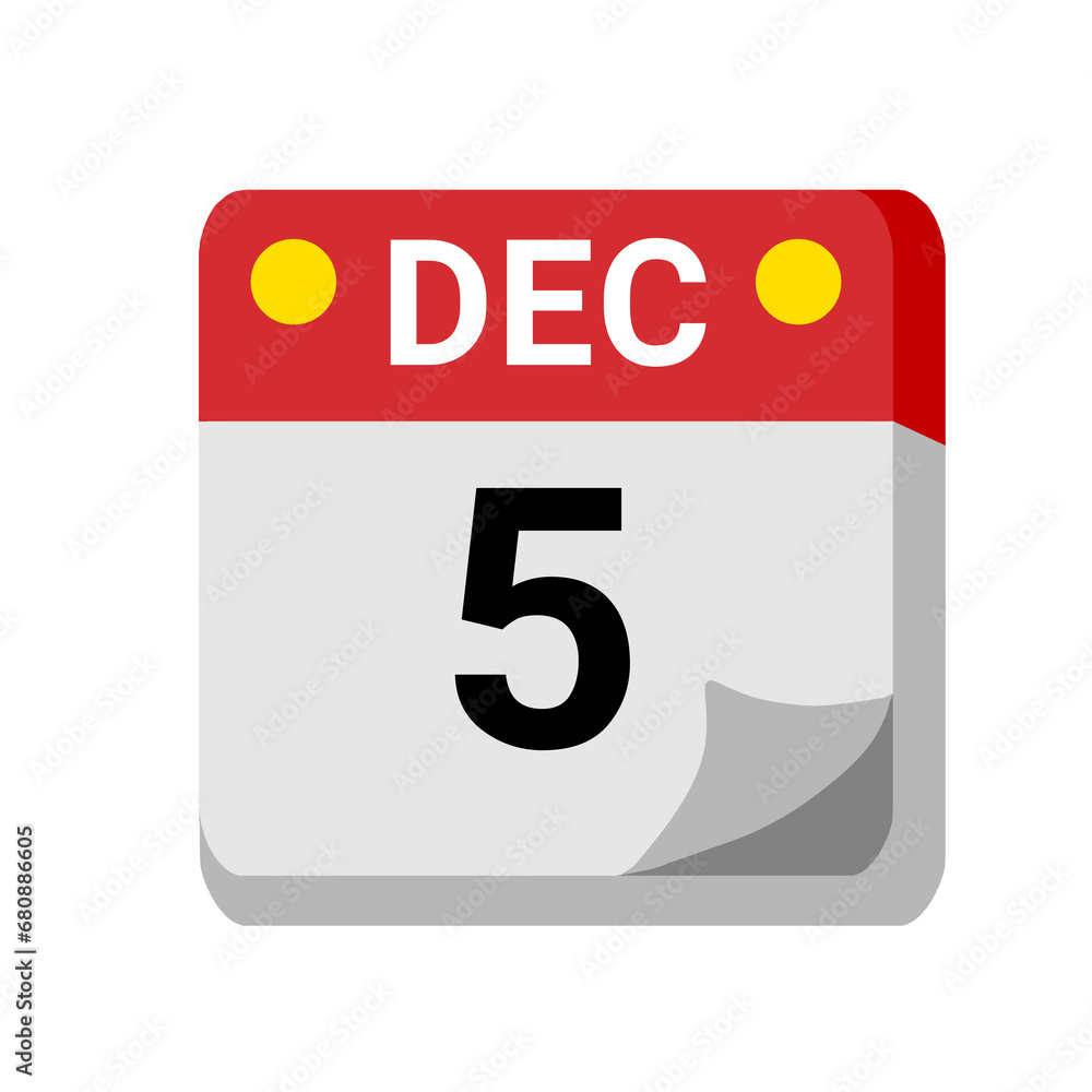 5 december calendar isolated on white transparent background for event, birthday, date, month, day, appointment, agenda, business and deadline 5 december calendar isolated on white transparent background for event, birthday, date, month, day, appointment, agenda, business and deadline
