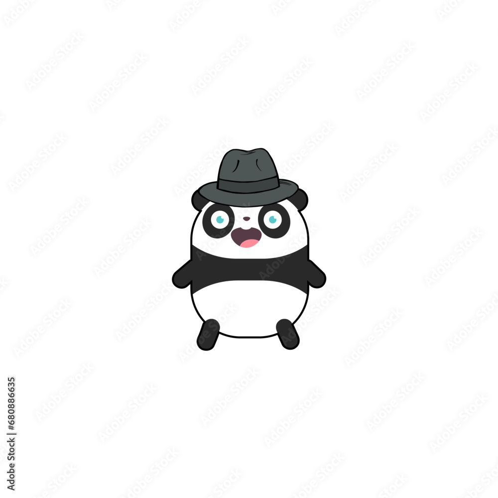 vector cute panda with a mafia style hat illustration vector cute panda with a mafia style hat illustration